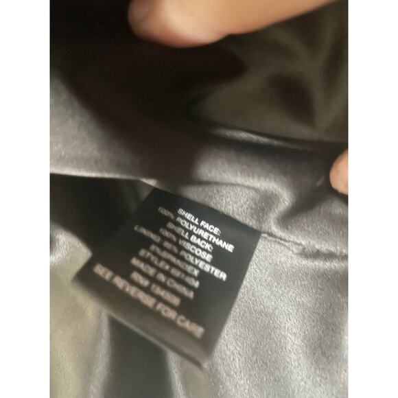 Colleen lopez Moto Jacket womens size medium Faux Leather Coat 0717 - Picture 6 of 9